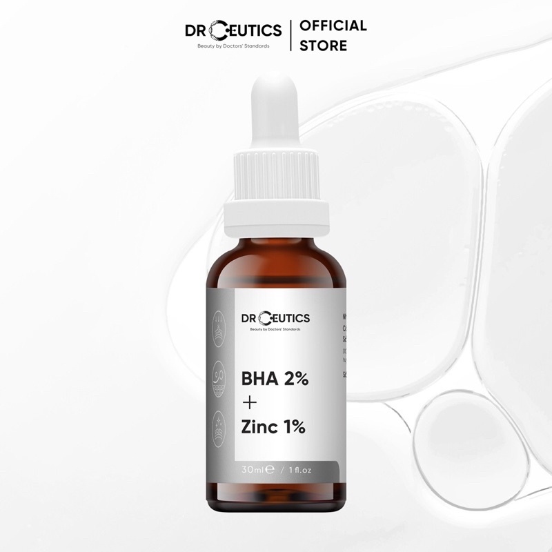 Serum DRCEUTICS giảm mụn và phục hồi da sau mụn BHA 2%+ZINC 1%