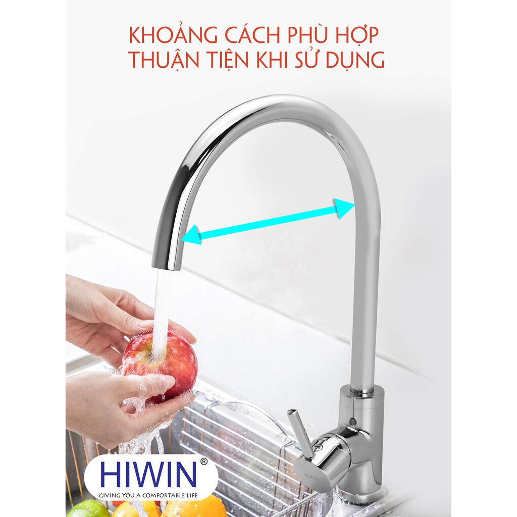 Vòi bếp nóng lạnh chất liệu đồng cao cấp Hiwin KF-923 400x250x50mm