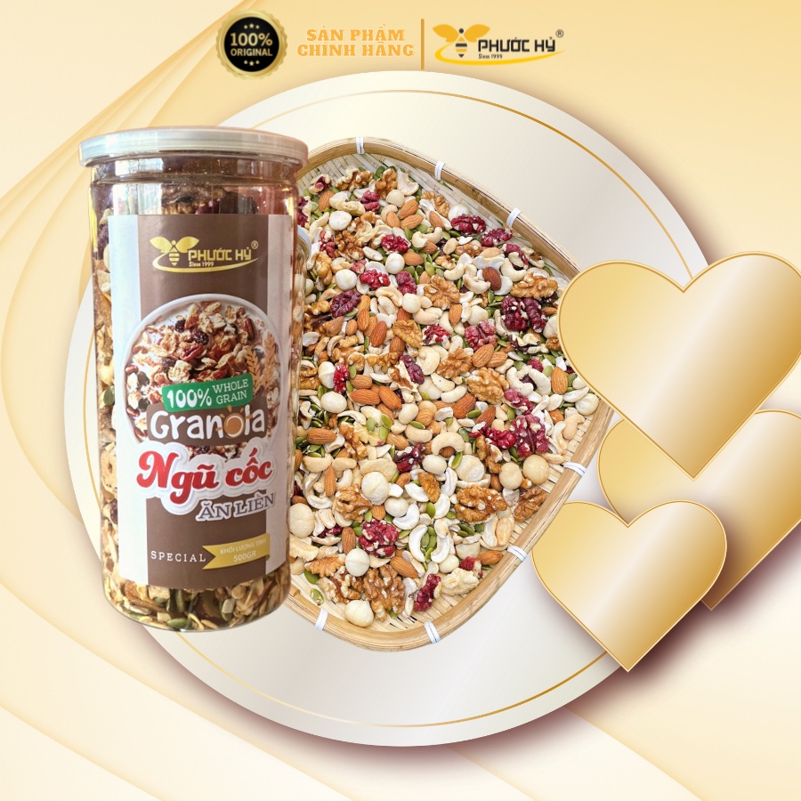Granola siêu hạt ngũ cốc mật ong ăn kiêng giảm cân thơm ngon tiện lợi 500gr
