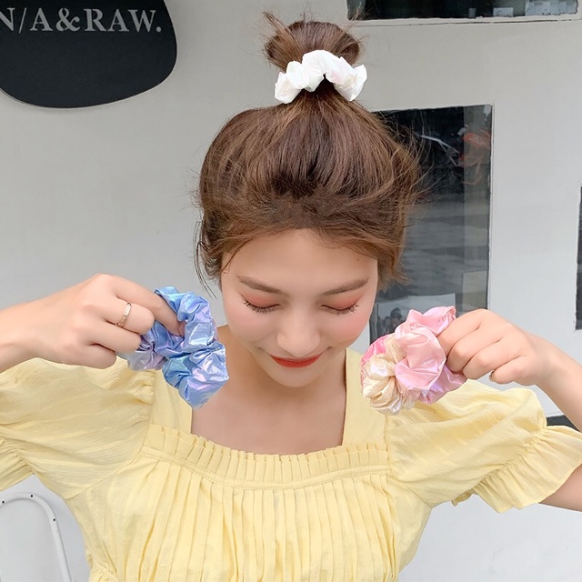 ✨Chun buộc tóc Scrunchie ánh bạc