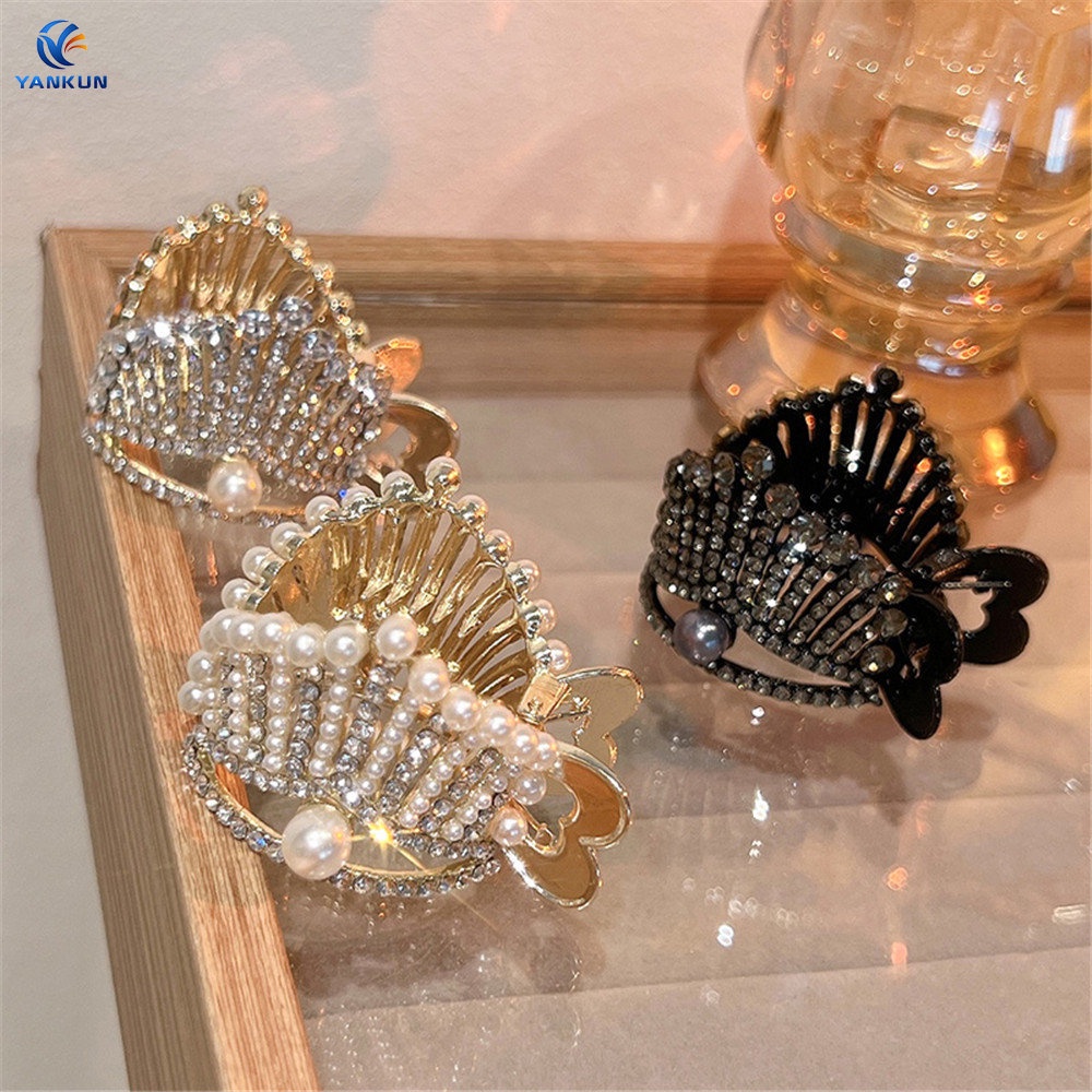 Kẹp Tóc Đuôi Ngựa Hình Vương Miện Đính Đá Cao Cấp Thời Trang Mùa Hè Dành Cho Nữ