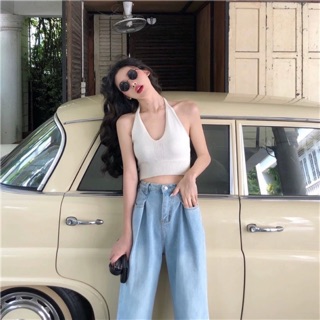 Áo thun croptop cổ yếm cực hot quỳnh thi HÀNG CÓ SẴN