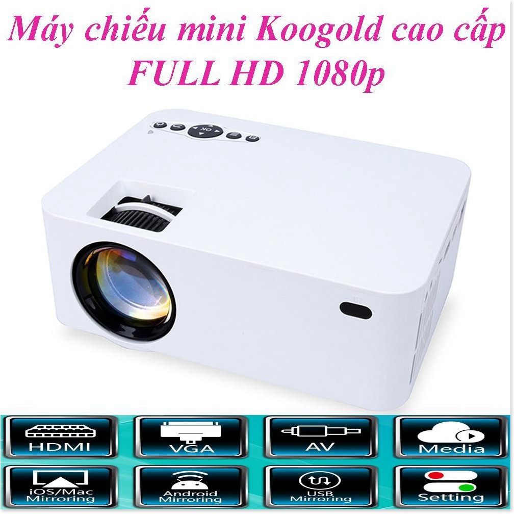 Máy Chiếu Mini Bluetooth KOOGOLD ✔chính hãng✔️ Full HD, Kết Nối Wifi, Điện Thoại, Độ Phân Dải Cao, Sắc Nét. Bảo hành 12T