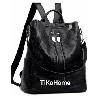 Balo nữ da vân thời trang size lớn với 2 dây kéo