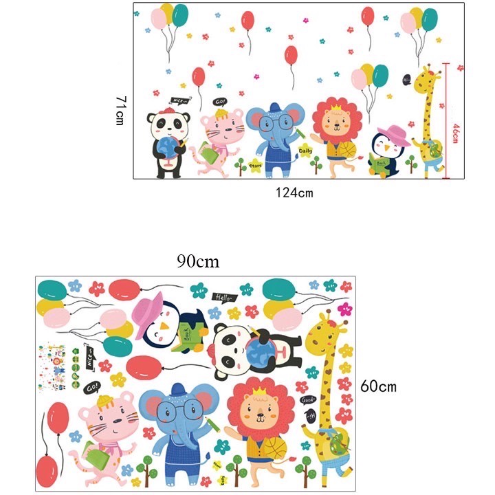 Tranh Decal Dán Tường Tiếng Anh Và Các Loài Động Vật Cho Bé BABY GLENN DOMAN