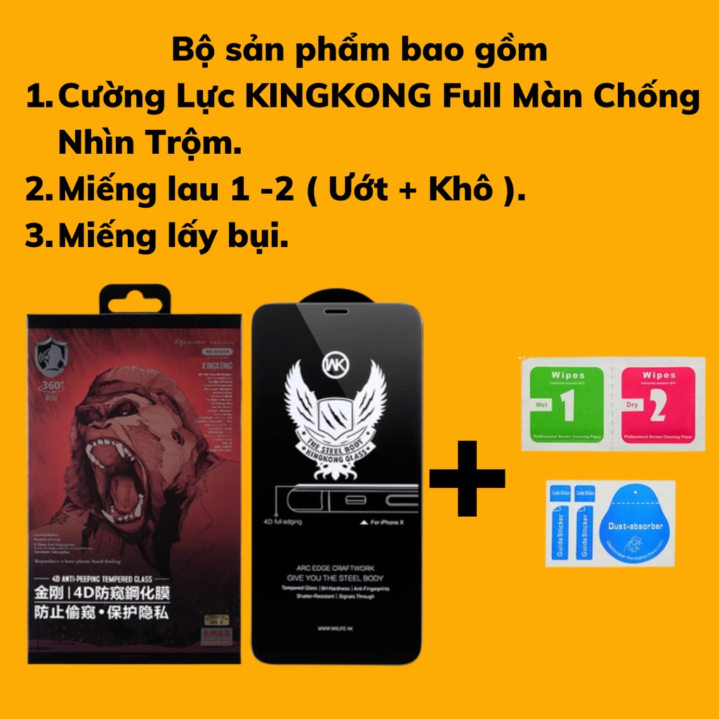 Cường Lực KINGKONG Full Màn Chống Nhìn Trộm - Chính Hãng