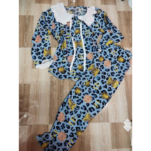 Bộ tay dài quần dài vải lụa hàn loại đẹp