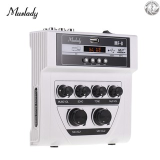 T&T Muslady MF-8 Mini Karaoke Sound Audio Mixer Stereo Echo Mixers Dual Microphone Inputs Support BT Recording MP3 Function for TV PC Smartphone Amplifier