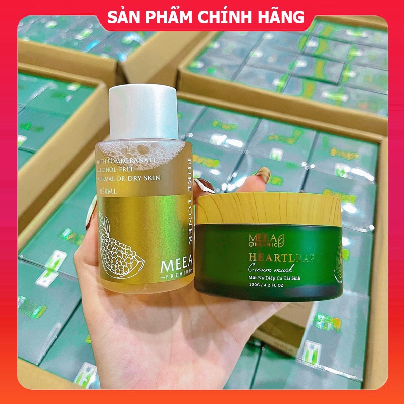 Combo Mặt Nạ Diếp Cá Tái Sinh MeeA Organic + Toner Lựu Đỏ Pure MeeA Origin Chính Hãng