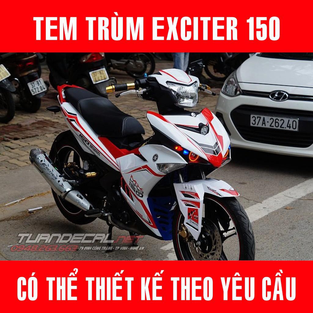 Tem Trùm Exciter 150 Mxking - Trắng đỏ - Có thể thiết kế theo yêu cầu riêng của từng khách hàng