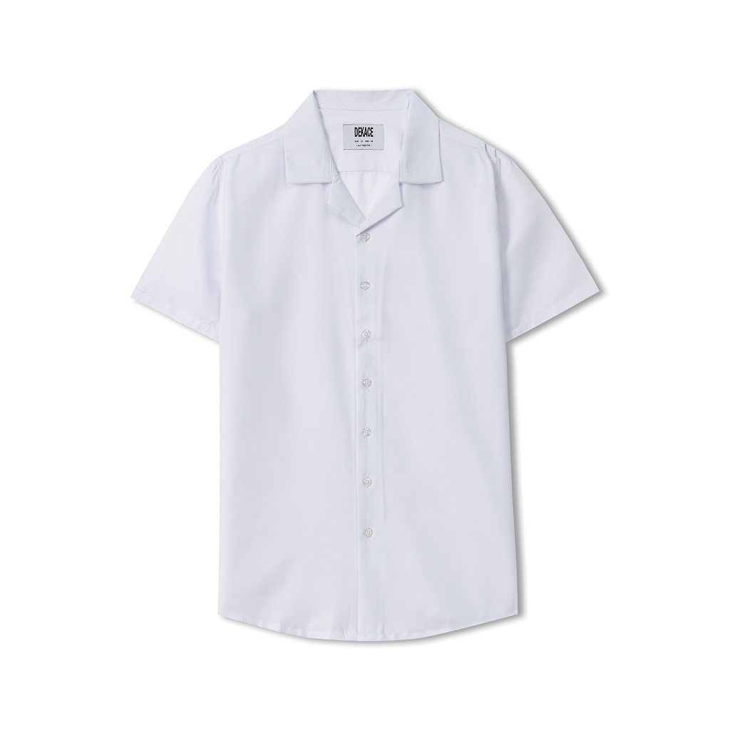 Áo Sơ Mi Nam Tay Ngắn Cổ Vest Cuban Shirt Vải Chéo Thái Dày Dặn