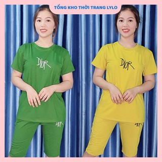 Đồ bộ nữ mặc nhà cotton quần lửng áo thun tay ngắn - Chất liệu thun co giãn 4 chiều thoáng mát