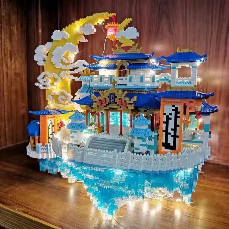 Tương thích với Lego màu hồng khối xây lâu đài của Disney, Guanghan Palace Swan Lake Độ khó cao quà sinh nhật lắp ráp câ