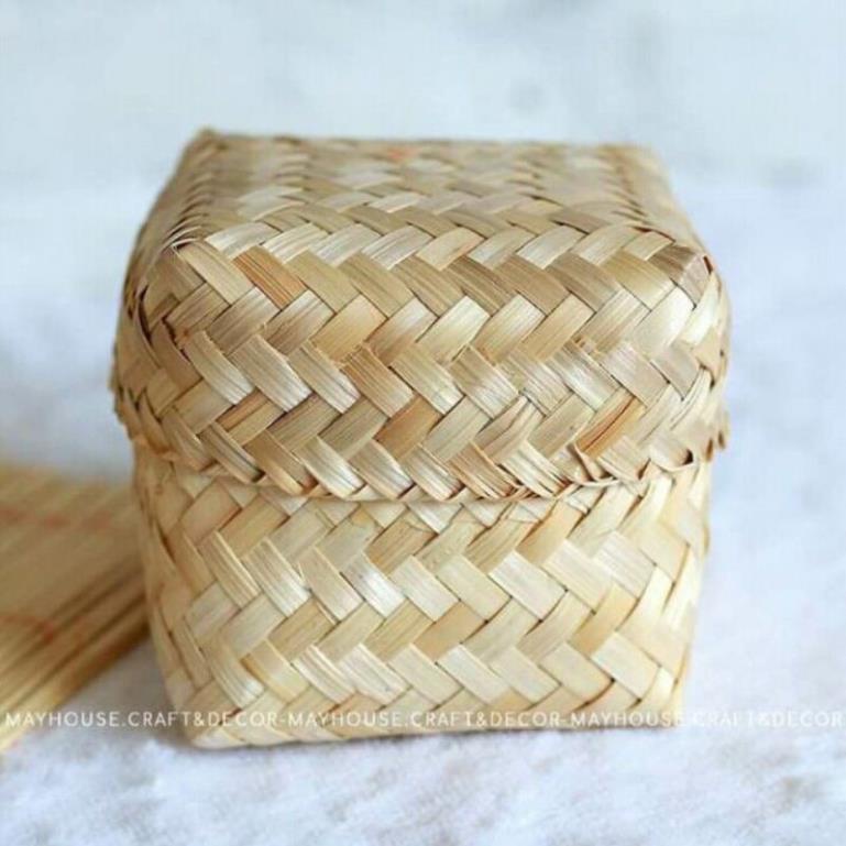 Tre tự nhiên- Hộp tre mini 7*7cm -Mây tre đan việt