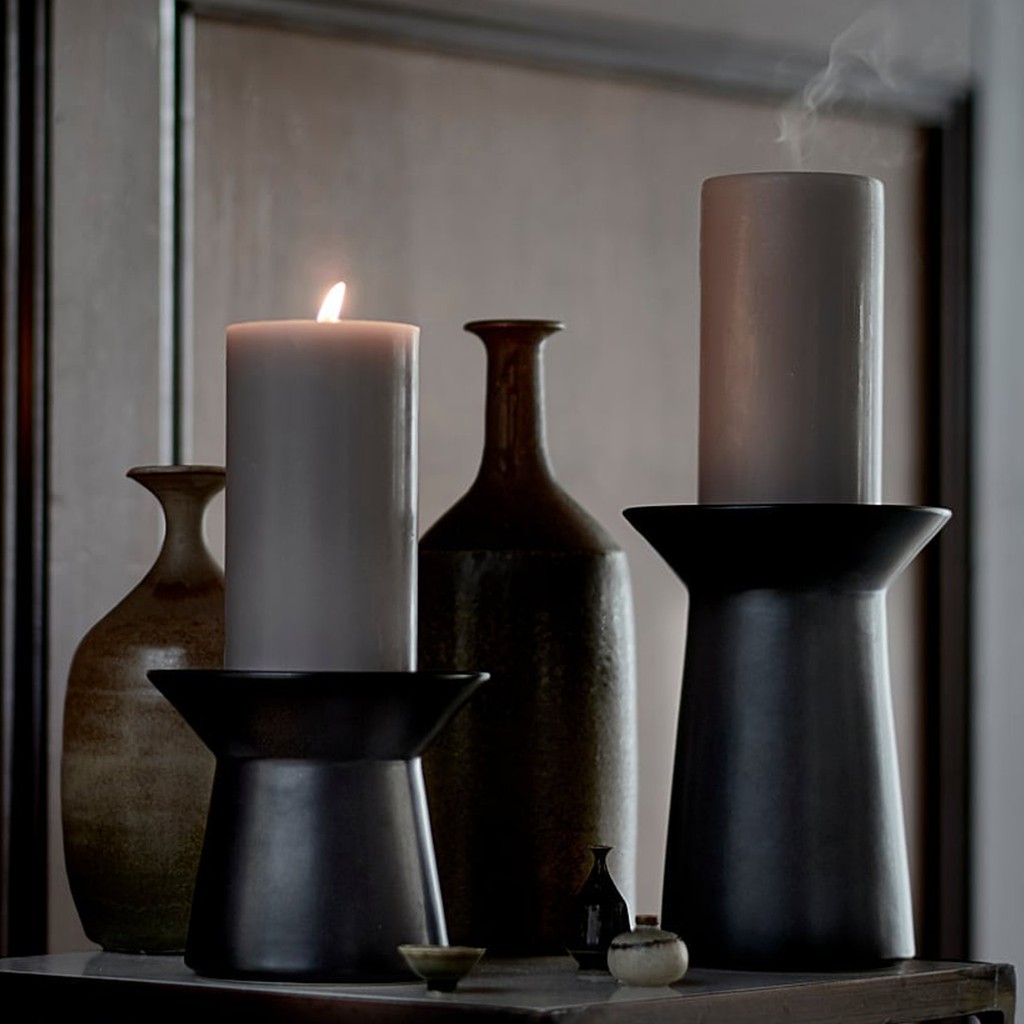 Chân Đế nến gốm đen IKEA SINNESRO | Black Ceramic Candle holder