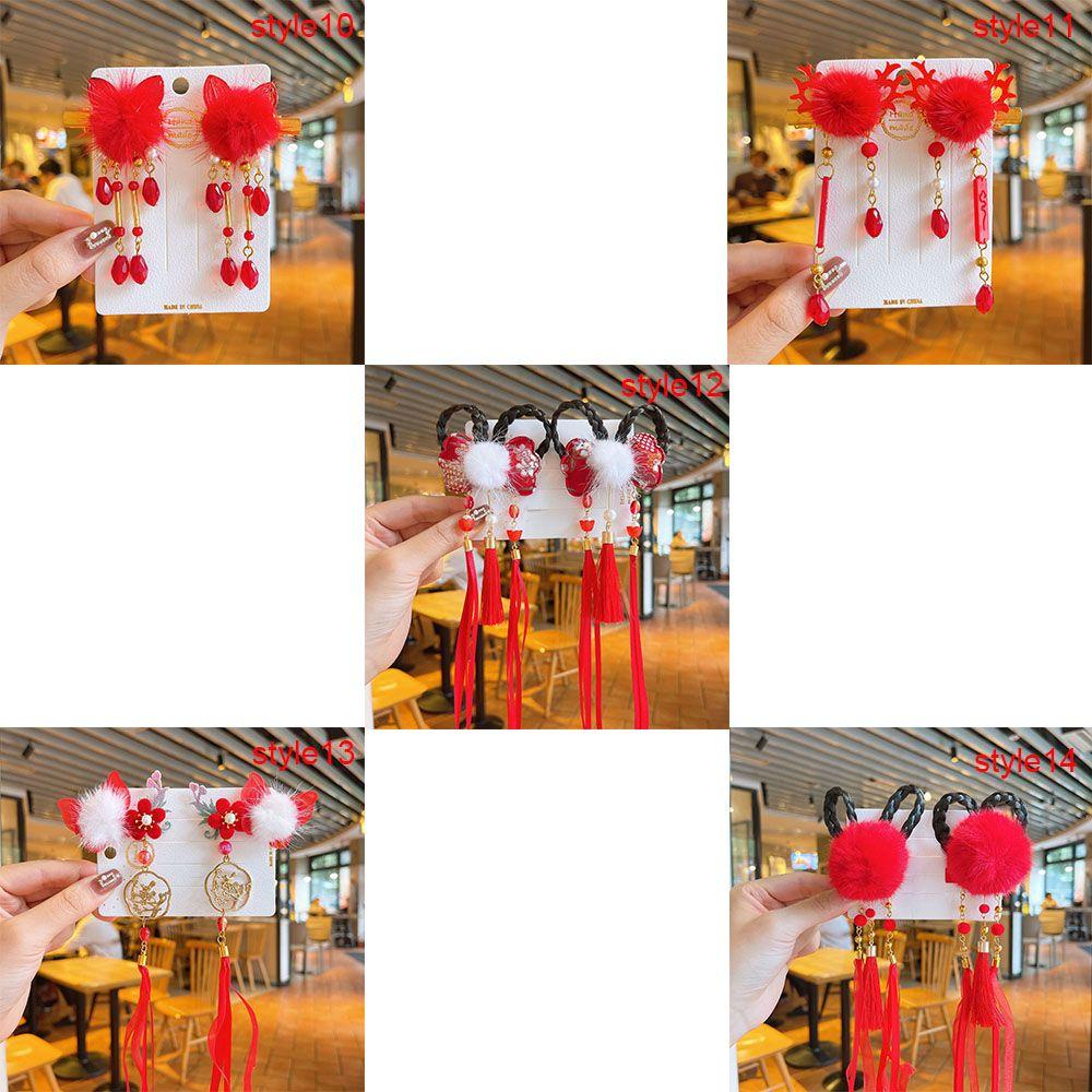 WATTLE Kẹp Tóc Hình Hoa Truyền Thống Phong Cách Năm Mới Cho Bé Gái