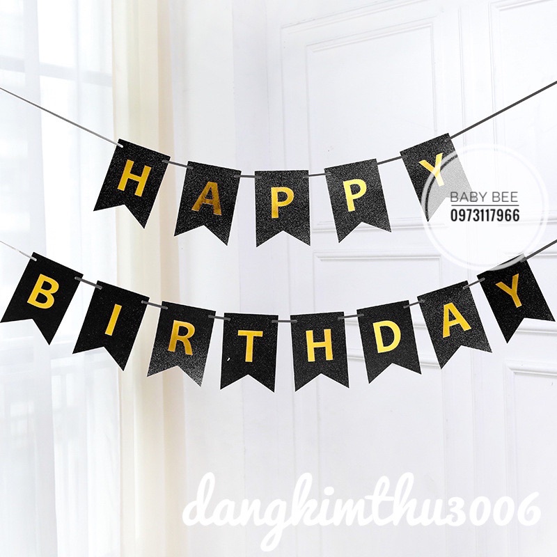 Dây chữ HAPPY BIRTHDAY Đuôi Cá Nhũ Kim Tuyến