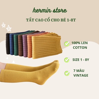 Vớ cho bé từ 1-8 tuổi dáng cổ cao chất len cotton dệt sợi mềm mại và thoáng khí - tất vintage cho bé - TDBG_001