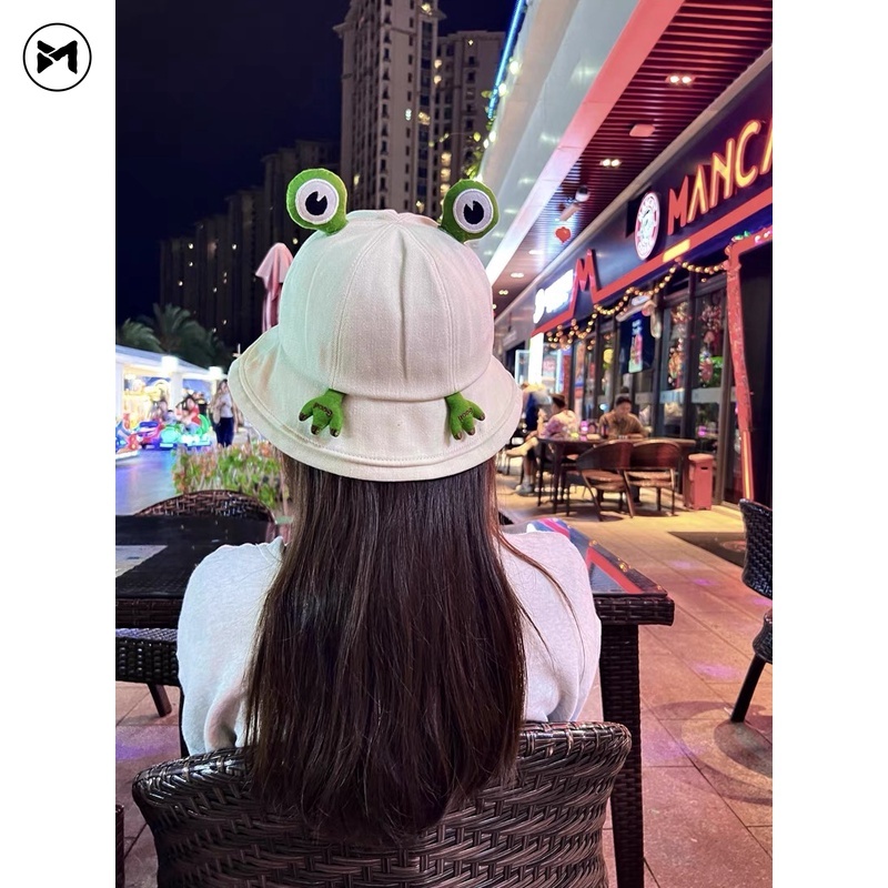 Nón Tai Bèo Hình Chú Ếch Dễ Thương Bằng Cotton Cho Nữ