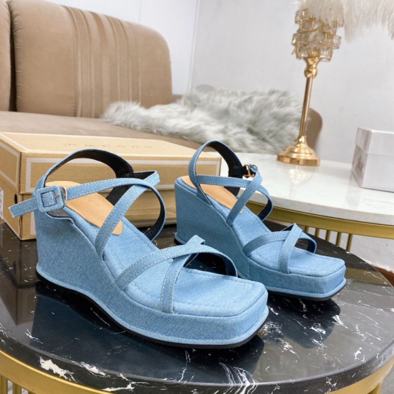 Mt(ẢNH THẬT) Sandal Xuồng 7p Denim Quai Chéo Mềm Êm Fullbox Cao Cấp