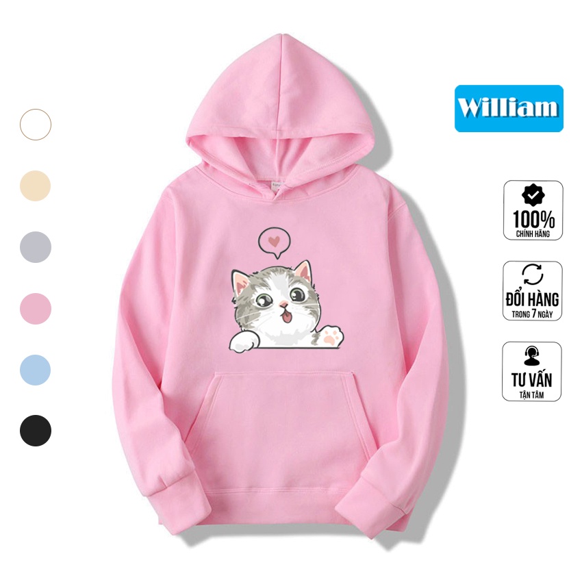 Áo hoodie nam nữ hình Mèo dễ thương chất nỉ bông dày dặn, in Pet cao cấp William - DS216