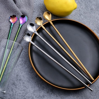 Muỗng uống trà sữa cán dài bằng thép không gỉ 304