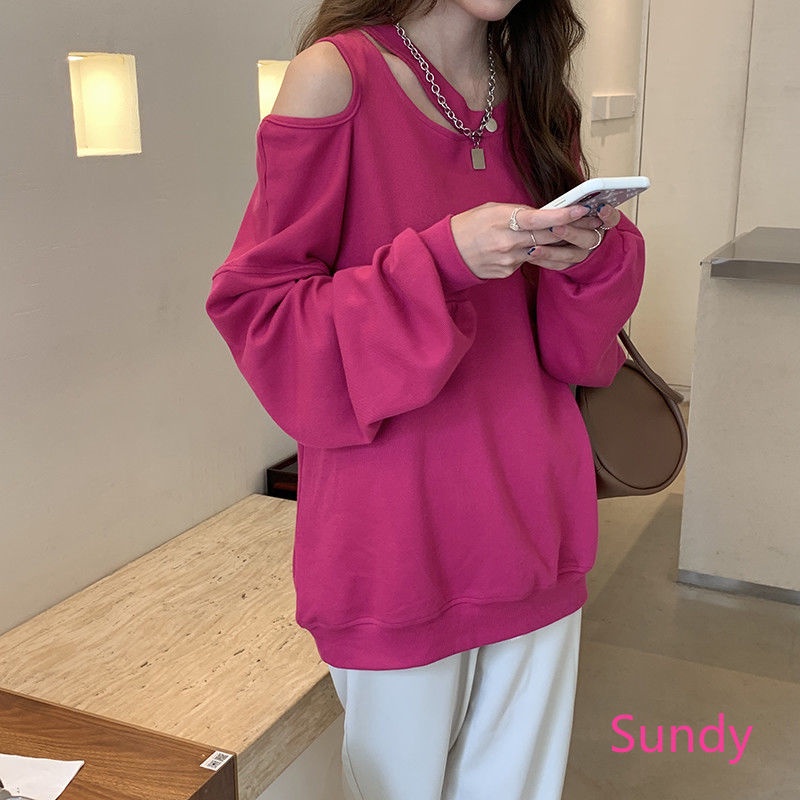 Áo sweater tay dài dáng rộng phong cách hàn quốc thời trang mùa thu cho nữ