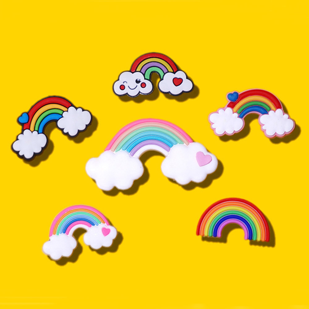 ☆YOLA☆ Cartoon Rainbow Patch Scrapbook Decoration PVC Stickers Patch Glues Colorful Art Craft DIY Accessories Handmade Phone Case Decor Silicone Glue