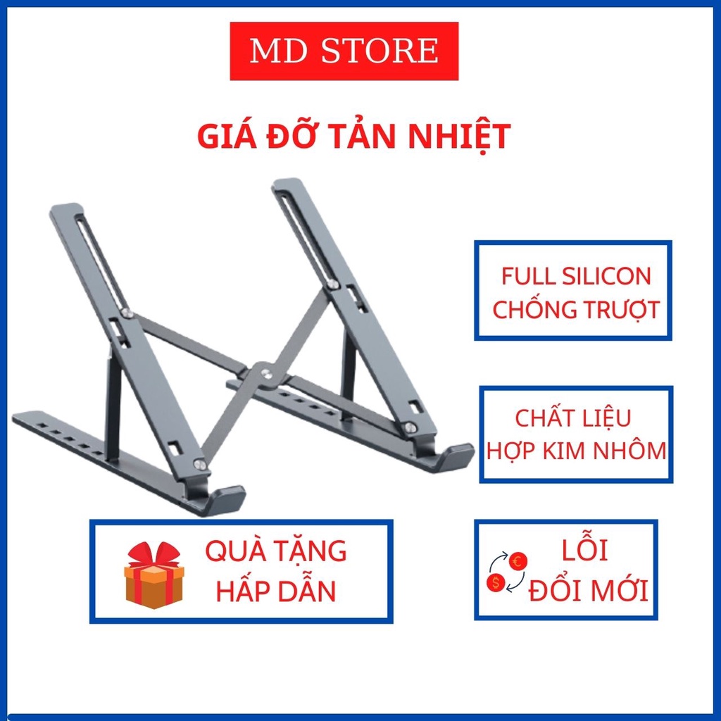 Giá đỡ tản nhiệt cho laptop máy tính bảng, chất liệu hợp kim nhôm siêu nhẹ, làm mát cực nhanh, tặng kèm túi đựng