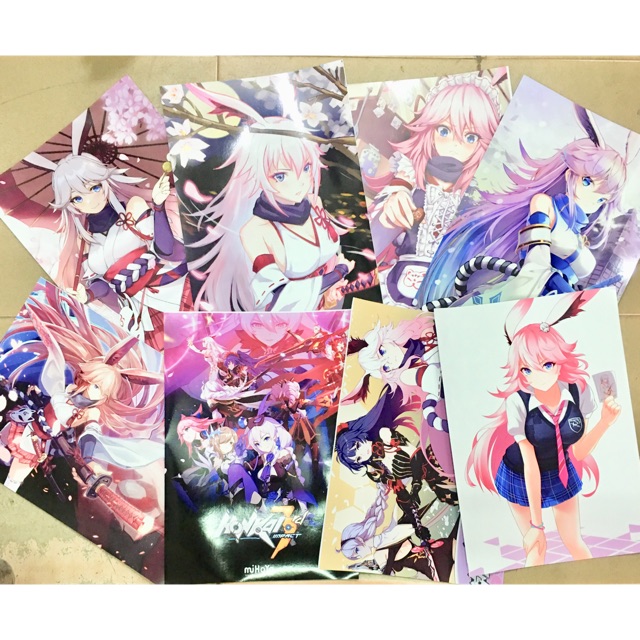 Combo 5 tờ Poster Game honkai Impact 5 mẫu ngẫu nhiên