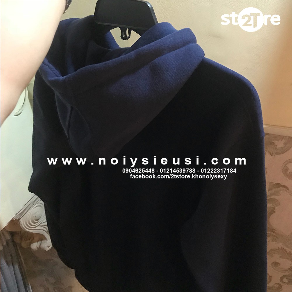 Áo hoodie unisex 2T Store H02 màu xanh dương đen - Áo khoác nỉ bông chui đầu nón 2 lớp dày dặn đẹp chất lượng | BigBuy360 - bigbuy360.vn