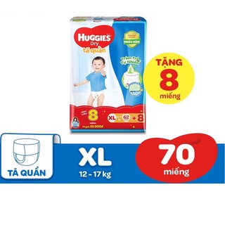 Tã/bỉm quần huggies cộng 8 miếng size L68/Size XL62