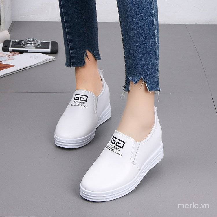 Giày lười đế độn màu sắc lót đơn giản lớp lót giữ ấm thời trang cho nữ