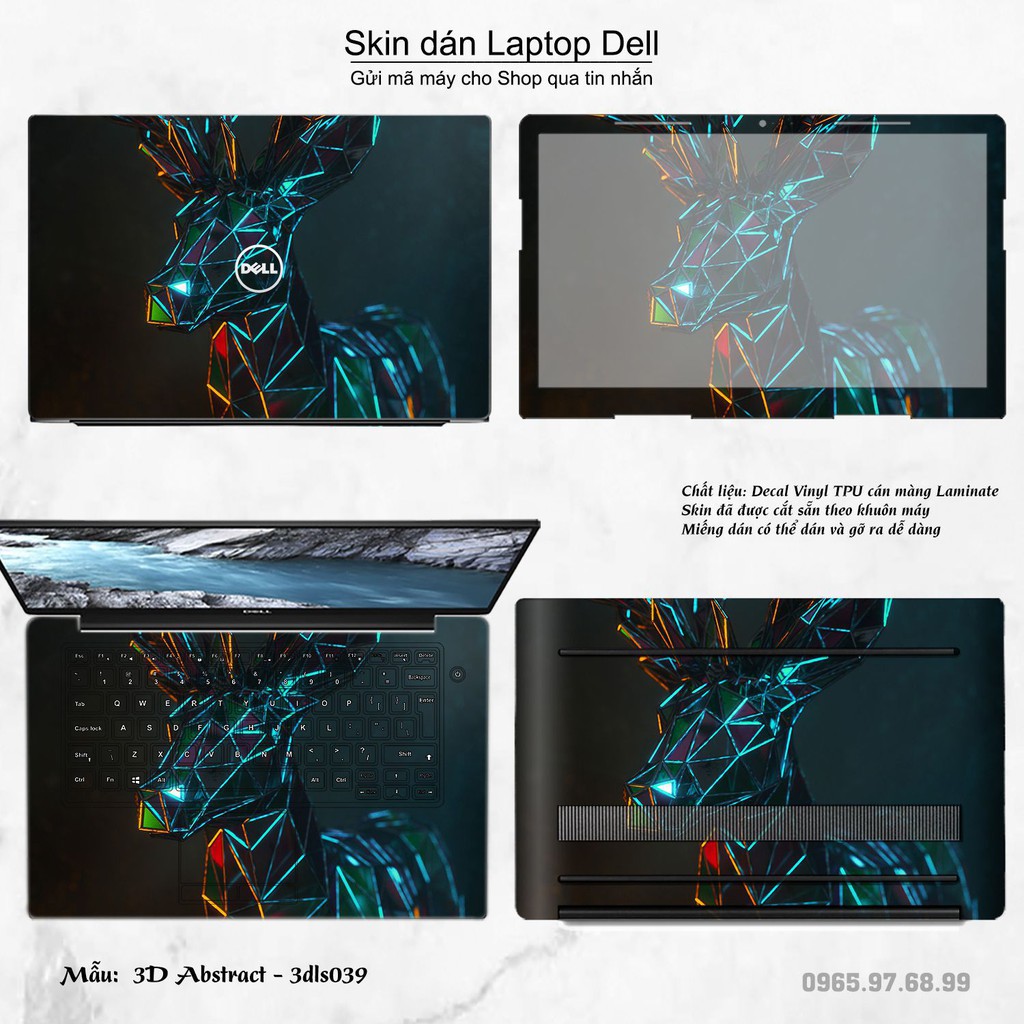 Skin dán Laptop Dell in hình 3D Green (inbox mã máy cho Shop)