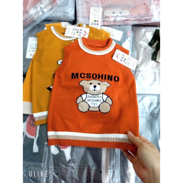 Áo gile len mịn mẫu Gấu Bear cho bé trai