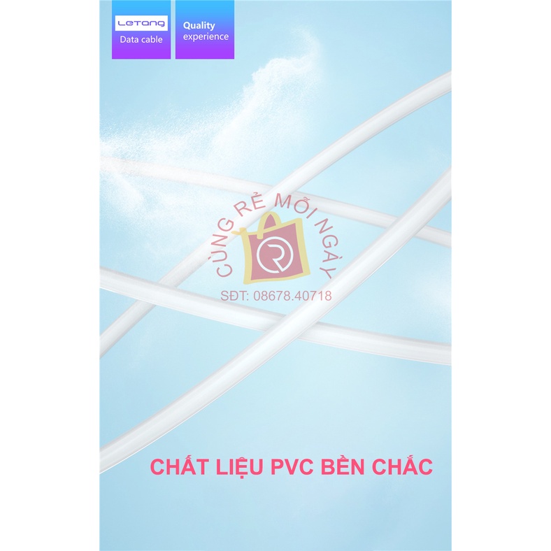 Cáp dữ liệu 3 đầu sạc nhanh 6A , 3 trong 1 cho iPhone, Android, Type-C dài 1,2 mét