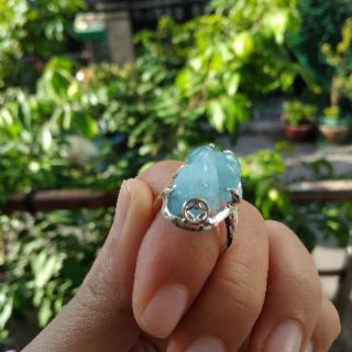 Nhẫn bạc tỳ hưu aquamarin