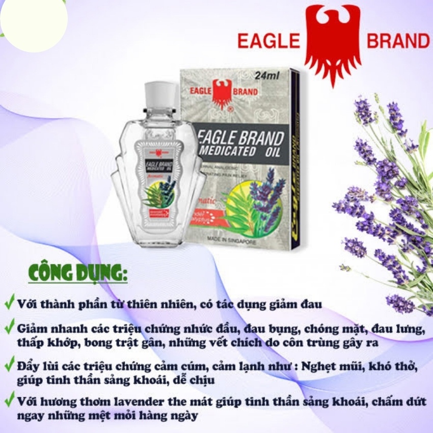 Dầu Xanh Con Ó dầu gió xanh của mỹ loại 2 nắp Eagle Brand Medicated Oil chai 24ml FAMACOCO