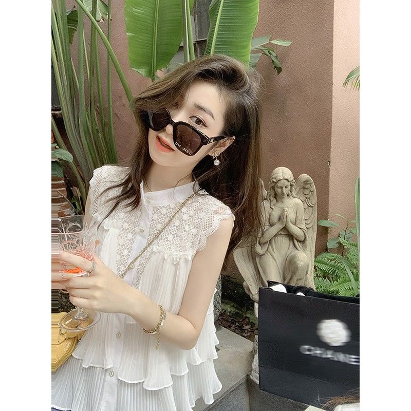 Áo voan không tay cổ tròn thời trang nữ
