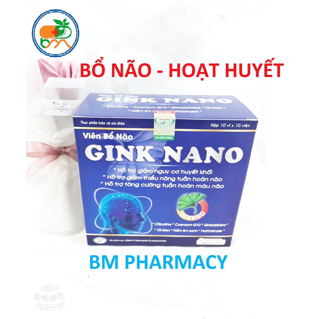 Viên uống bổ não GINK NANO, hỗ trợ hoạt huyết, tăng cường tuần hoàn máu não, giảm đau đầu, hoa mắt, chóng mặt, mất ngủ