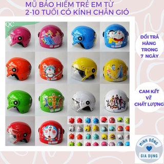 Mũ bảo hiểm cho bé 2-10 tuổi gái trai nhiều họa tiết lựa chọn - Nón bảo hiểm trẻ em có kính che mắt chắn gió bụi