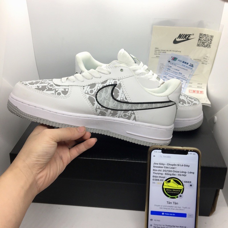 Giày thể thao sneaker AF1 trắng kết hop dior đế xám hàng 1:1 full size | BigBuy360 - bigbuy360.vn