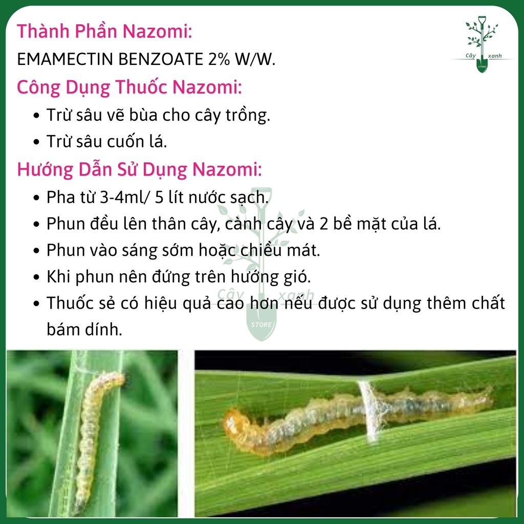 Chế phẩm ngăn Sâu Vẽ Bùa Nazomi - Ngăn sâu vẽ bùa và sâu cuốn lá - chai 20ml