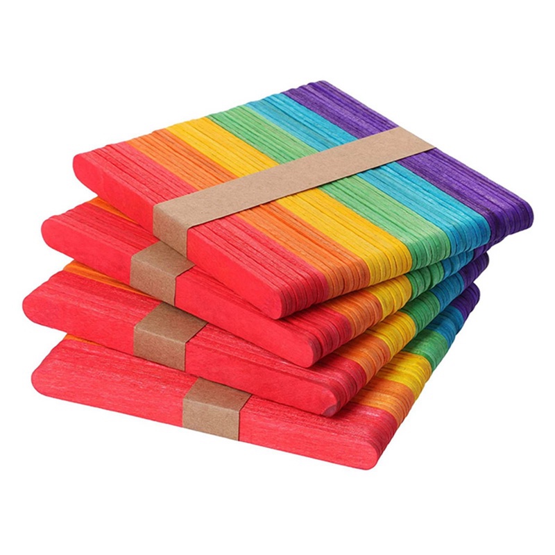 Set 50 Que Gỗ Làm Kem Nhiều Màu Cho Bé
