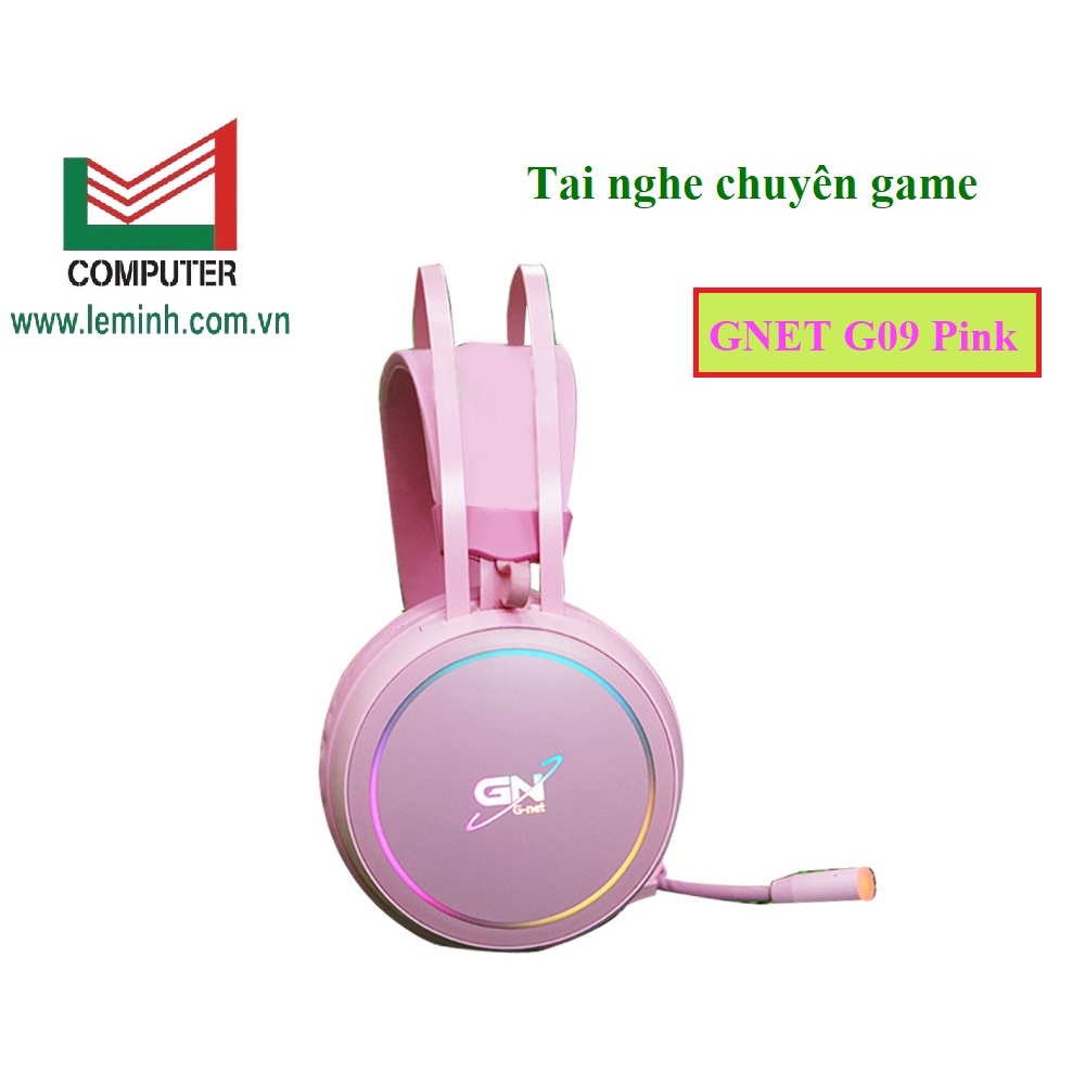 Tai nghe chụp tai Headphone GNET G09 MÀU BLACK, PINK LED (Jack cắm 7.1)