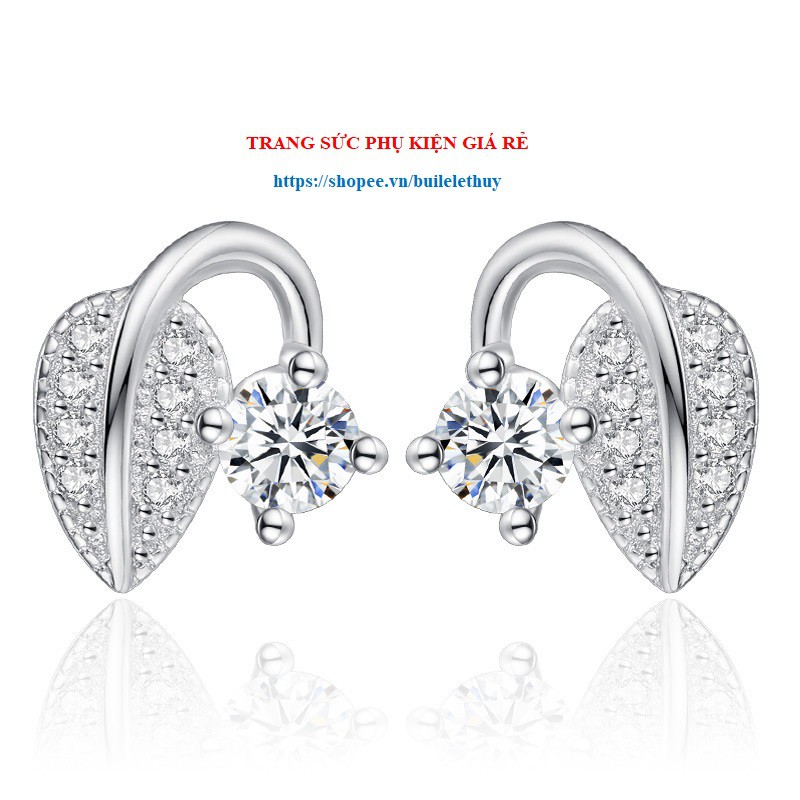 Bông tai chiếc lá bạc ý 925 HT112