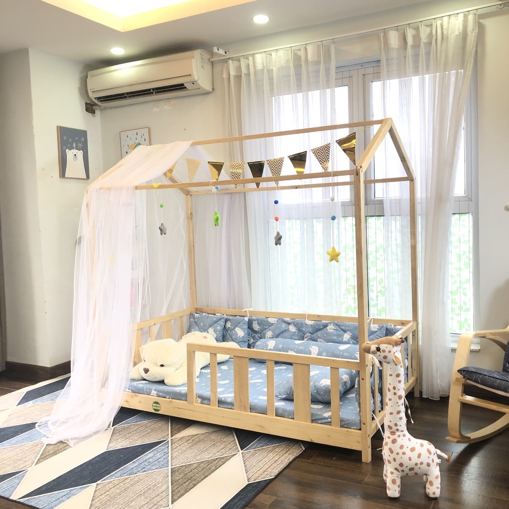 [Tặng Set 3 Món Trang Trí] Giường Ngủ Cho Bé Hình Ngôi Nhà GOLDCAT GC38 Chất Liệu Gỗ Quế Phù Hợp Trẻ Từ 3-15 Tuổi