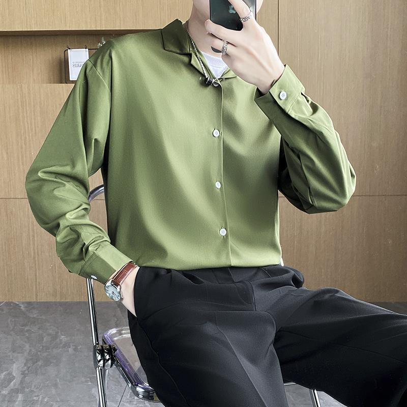 Bộ Áo Sơ Mi Tay Dài + Quần Dài Kẻ Sọc Đen Phong Cách Hàn Quốc Thời Trang Cho Nam