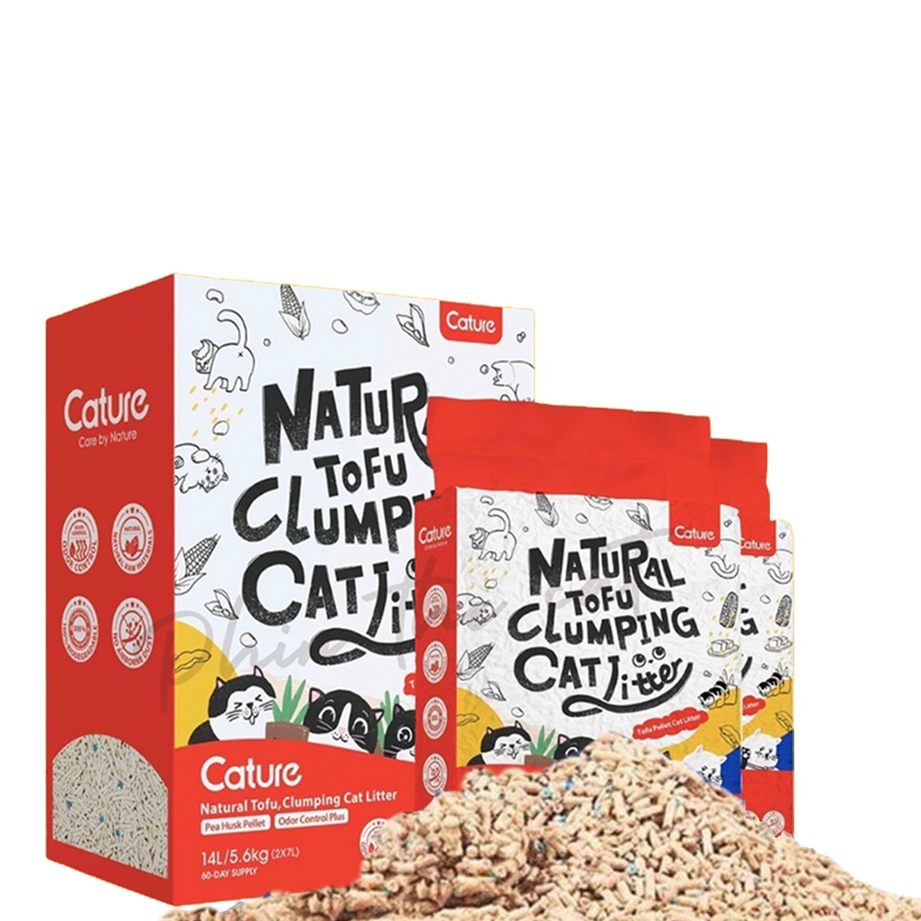 Cát đậu nành Cature Naturel Tofu Clumping Cat Litter siêu thấm hút, khử mùi tốt, có thể xả bồn cầu- Thaivucattery