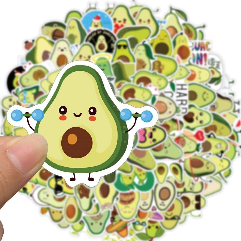 Set 50 sticker hình dán trái bơ chống thấm nước